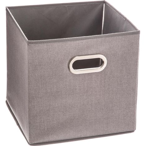 5Five Simply Smart – Boîte de rangement pliable 31x31cm – Carton gris clair – Structure polypropylène – Compatible étagères cube – Poids léger 0.58kg