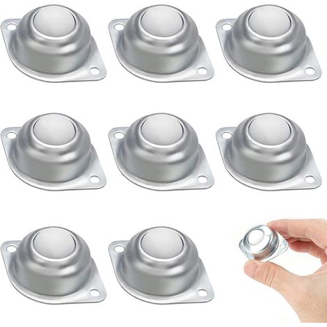 Lot de 8 roulements à billes 16mm, roulette de meuble pivotante 360°, nylon et acier inoxydable, pour étagères, présentoirs et mobilier (1/5)