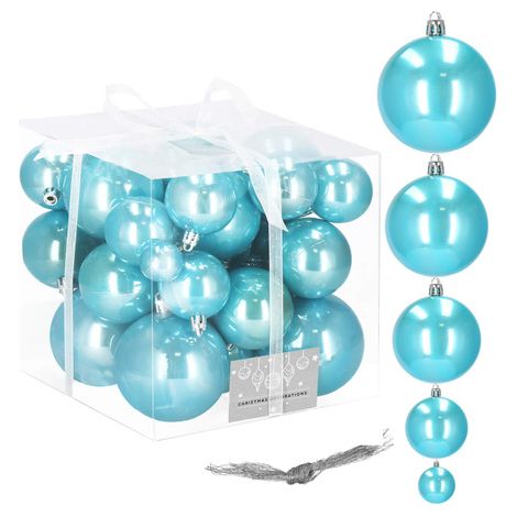 Weihnachtsbaumkugeln 37 Stk. Kunststoff perlblau