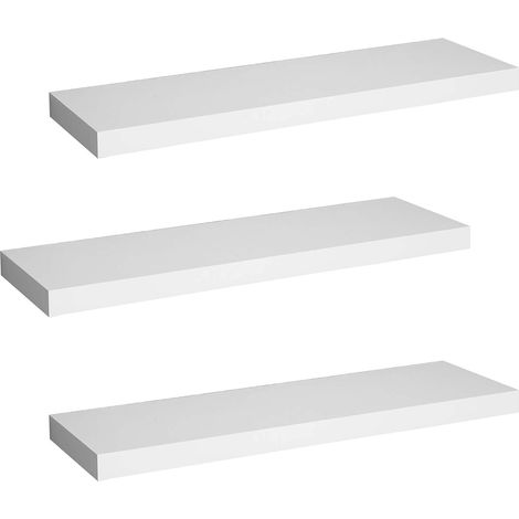 WOLTU Estanteria Pared Estante Flotante Juego de 3 Estante Pared de Madera de MDF para salón Cocina Pasillo Blanco B