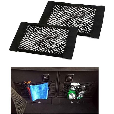 Filet de Rangement de Coffre, [2 Pack] Filet de Rangement de Voiture - Bouteilles, épicerie, Rangement Ajouter sur Les organisateurs pour Le Camion de Voiture 16 英寸 x 9.8 英寸