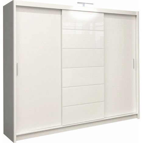 Armario Honolulu 132 , 215x250x61cm, Puertas de armario: Correderas, Número de estantes: 8, LED (1/4)