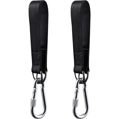 Kit de Suspension Noir pour Balançoire 2 Pièces, Sangles pour Balançoire de Jardin, Hamac ou Siège Suspendu, avec 2 Mousquetons de Charge Lourde et Anneaux D