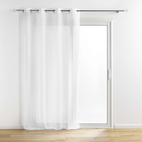 Voilage blanc avec inserts de fils argentés - 140 x 240 cm - 8 oeillets - Blanc et argent - Livraison gratuite (1/4)