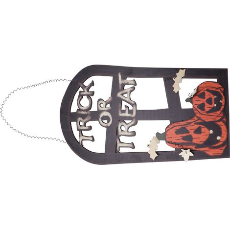 Halloween-Dekoration LED-beleuchtetes Türschild in Form eines Grabsteins mit Kürbis und Totenkopf (JM01396) (Batterien enthalten) (1/5)