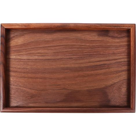 Plateau de Rangement pour Maquillage et Porte-Articles de Toilette Rectangulaire en Bois de Noyer Marron 30x20x2,2 Cm pour Organiser l'espace Salle de Bain et Accueillir'-'-