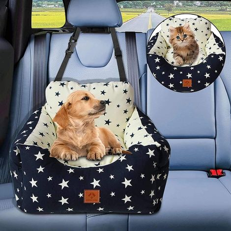 Dog Bed - Car Safety Seat for Dogs, Comfortable and Secure with Harnesses, Universal for All Cars, Durable Fabric and Non-Slip Bottom - Storage Bag (Beige, Large)