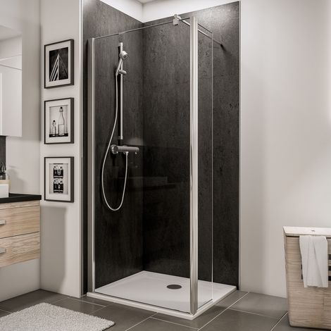 Schulte – Paroi de douche à l'italienne 90 x 190 cm – Verre 5 mm anticalcaire – Profilé chromé – Accès plain-pied pour PMR – Installation facile sans silicone