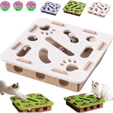 Jouet d'éveil pour chat - Jouet interactif pour chat avec labyrinthe et surface à griffer Gris (1/5)