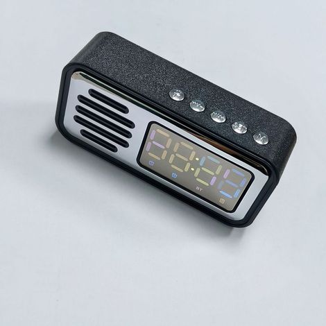 Retro-Bluetooth-Wecker mit Lautsprecher und farbigem LED-Digitaldisplay – Mini-Tischlautsprecher mit verlängerter Standby-Zeit (1/5)
