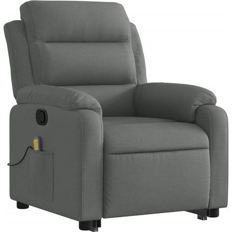 Poltrona relax TV funzione massaggio reclinabile sollevamento elettrico in tessuto grigio scuro DEC026951