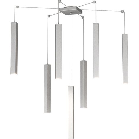 Sospensione Moderna Square Tube Metallo Grigio 7 Luci Gu10 (1/4)