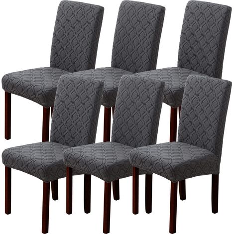 Stuhlhussen 6er Set, Stretch, abnehmbar, waschbar, dunkelgrau (1/5)