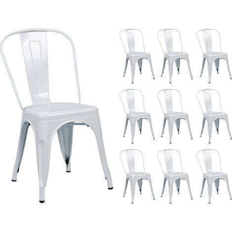 Pack 10 Sillas Apilables Industriales de Acero 45x45x85cm Thinia Home (1/4)