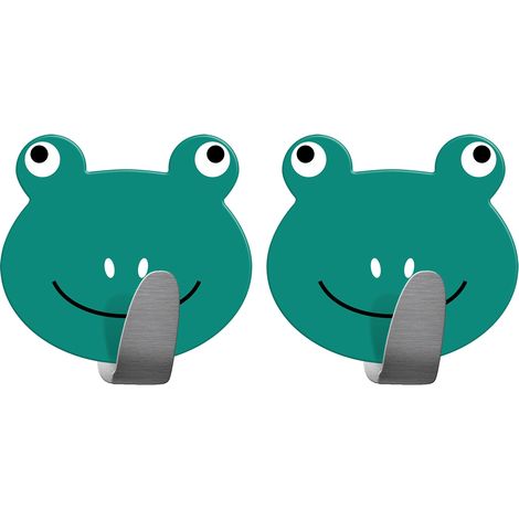TATKRAFT FROGS - CROCHETS ADHÉSIFS INOX MURAL POUR CUISINE ET SALLE DE BAIN - MOTIF FANTAISIE EN FORME DE GRENOUILLES - PORTE MA (1/5)