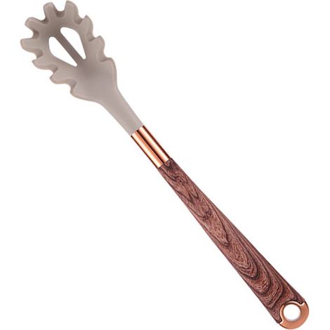 Cuillère à spaghetti à long manche, cuillère à pâtes, antidérapante, bord dentelé, anneau de suspension, 32 x 5,5 cm, pour légumes, pâtes et boulettes de viande (1/5)