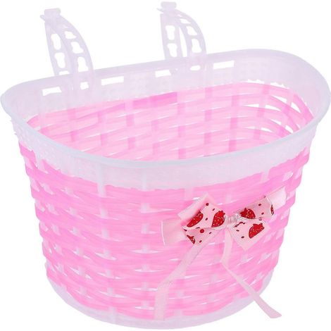 Panier de vélo rose pour filles, décoré d'un nœud, panier avant. (1/5)