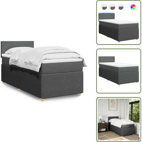 vidaXL Cama box spring con colchón tela gris oscuro 100x200 cm (1/5)