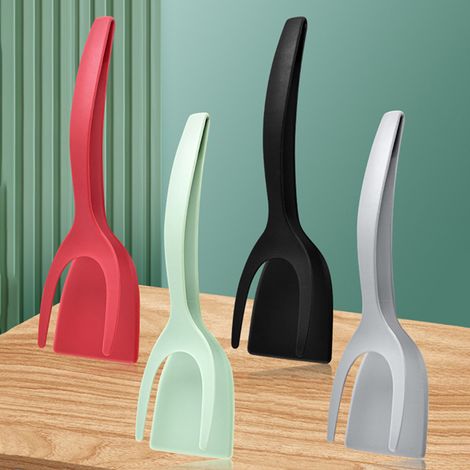 Pince 2 en 1 pour saisir et retourner steaks, œufs au plat et crêpes. Un outil polyvalent pour la cuisine maison. (1/5)