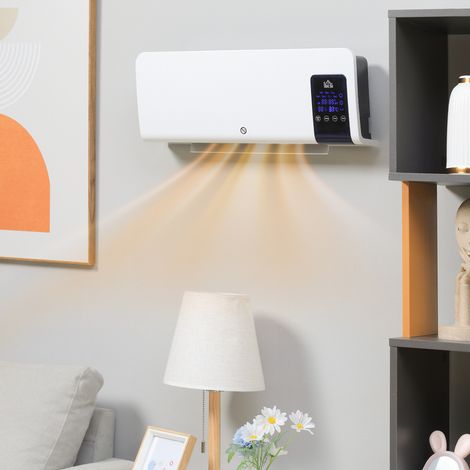 1000 W / 2000 W oscillation minuterie avec télécommande blanc - Radiateur soufflant mural chauffage céramique PTC (1/4)