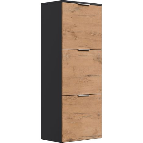 Schuhschrank Domus-L 3 Klappen 12 Paar Schuhe Oak (1/5)