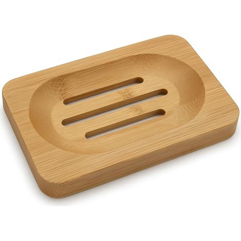 1 Porte-savon Bambou, Design Incurvé, Trous Égouttement, Antidérapant, Pour Salle De Bain Et Cuisine (1/5)
