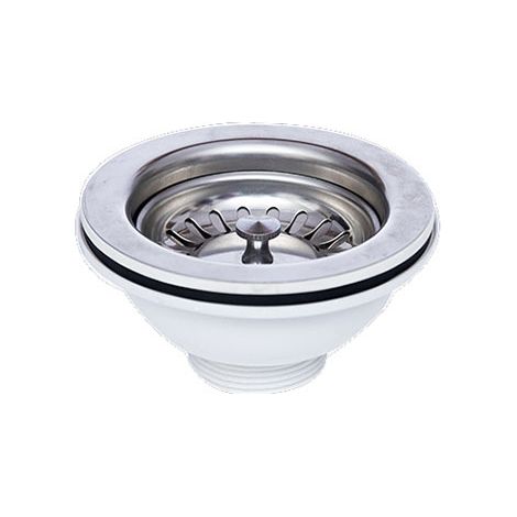 Ø113mm Bonde à panier en inox pour évier bac à commande manuelle sans trop-plein (1/4)