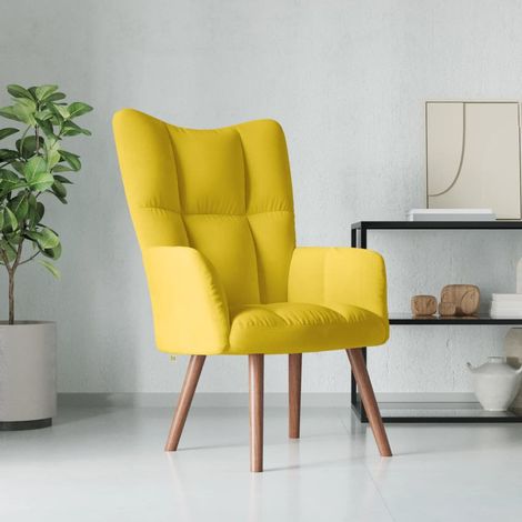 Chaise de salon,Chaise de relaxation Jaune moutarde Velours CFW68554 (1/5)