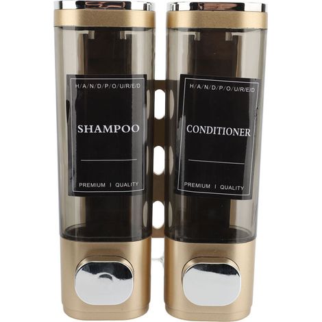 Dispensador de jabón mural con bomba de presión, capacidad de 300 ml, cabezal doble de ABS transparente, indicador de nivel de líquido.