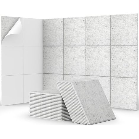 Lot de 48 Panneau Acoustique Mural Autocollante, 30 x 30 x 0,9 cm Panneau Acoustique à Haute Densité, Mousse Acoustique Isolant Phonique pour Studio, Bureau, Chambre, Salon, Gris (1/5)
