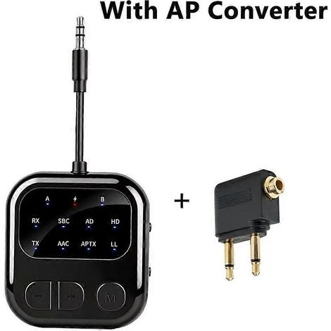 Émetteur-récepteur Bluetooth 6.0 pour l'audio adaptatif AptX, adaptateur sans fil double flux musical pour voitures et avions (1/5)
