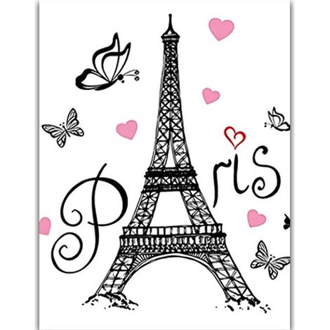 Impression sur Toile - 20x25 - Tableaux pour la Mur - Tirages sur Toile - Peintures sur Toile - Image sur Toile - prete a Suspendre - Décoration - Énonciations - Tour Eiffel Paris