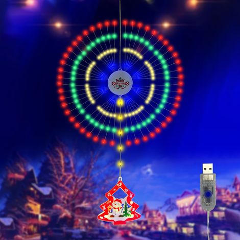 Guirlande lumineuse de Noël en forme de feu d'artifice, suspension décorative étanche IP65, lumières colorées, 8 modes d'éclairage (1/3)