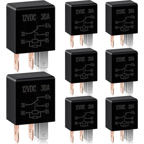 Relé de 5 pines, 12 V, 30 A, relé múltiple, relé automotriz de alta resistencia para motor de coche, accesorios de repuesto, 8 piezas (1/4)