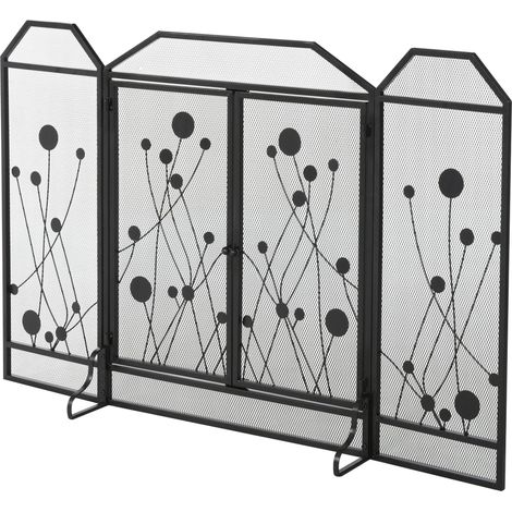 Parascintille con Antine 125x80 cm per Camino a Legna in Metallo Nero (1/5)