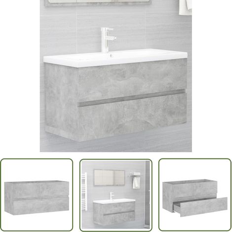 Meuble sous lavabo vasque Armoire d'évier Gris béton 90x38,5x45 cm Aggloméré 19361 (1/5)