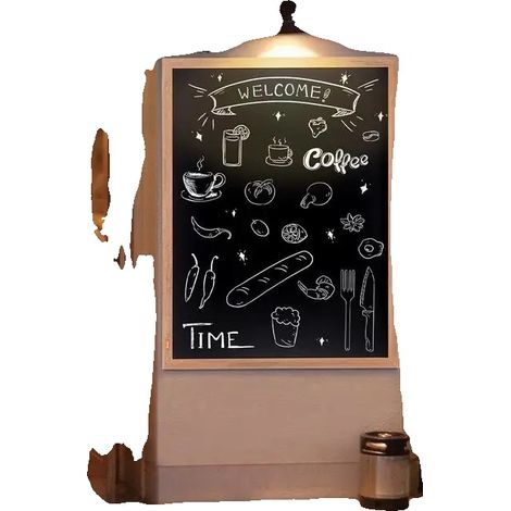 Tableau noir, Dimensions 89 cm x 117 cm, Plaque en fer peint à l'avant, Cadre en bois, Montage mural, Comprend 4 marqueurs et 1 effaceur (1/5)