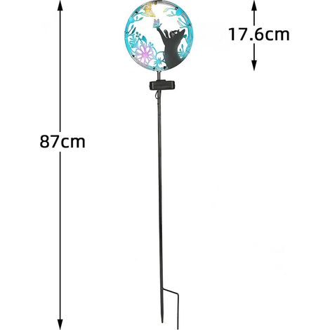Lampe solaire à prise au sol en fer forgé en forme de chat et de papillon (chien), projection extérieure pour cour, décoration de jardin, bordure. (1/5)