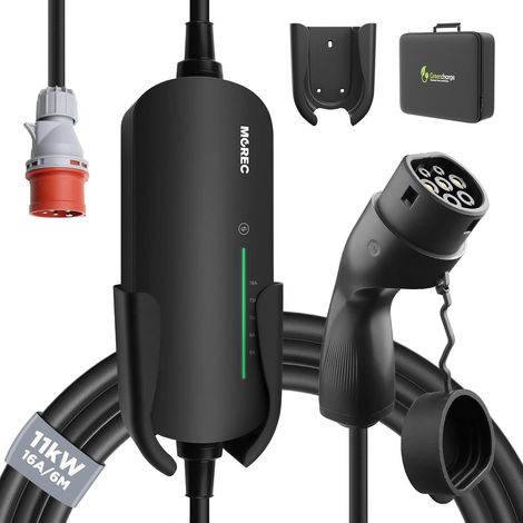 Charging Cable Type 2 16A 11KW 380V, EV Charger and Mobile Charging Station with 3-phase CEE Plug, 6M EVSE Mobile Wallbox for Electric Vehicles with Carry Bag (1/5)