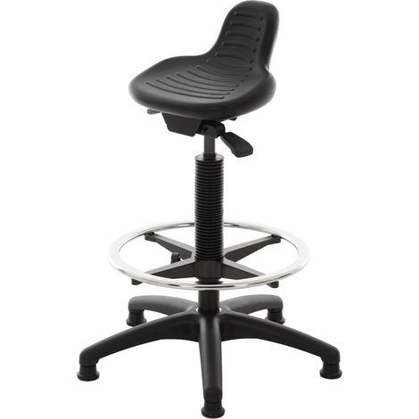 STIER Stehhilfe mit Gleitern und Fußring Sitzhöhe 640-890 mm PU-Sitz mit Griffmulde