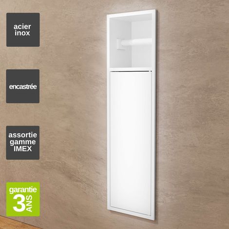 Niche de WC 17 x 60 cm - Rangement Mural Encastrable en finition Blanc Satiné - EGEAN (1/5)