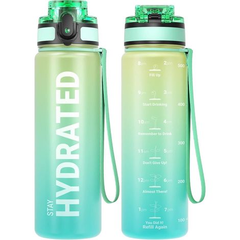 Trinkflasche mit Zeitmarkierung, 500ml, BPA-frei, auslaufsicher, Tritan, Sportflasche (1/5)