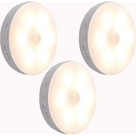 Applique murale avec détecteur de mouvement,veilleuse de placard USB rechargeable-Lumière LED-Lampe à Fonctionne avec piles Pour cabinet,chambre à coucher,armoire,couloir,etc(Lumière chaude,3 (1/5)
