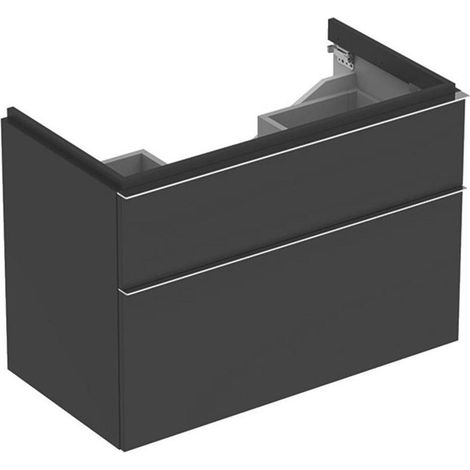 Meuble bas pour lavabo Geberit iCon,avec deux tiroirs: Largeur 89cm, Hauteur 62cm, Profondeur 47.7cm, Gris velouté / Laqué mat