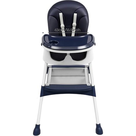Chaise haute, plateau réglable, design moderne, Bleu (1/2)
