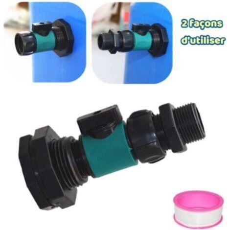 Kit de vanne de vidange pour baril de pluie, accessoires de vanne de connecteur de tuyau Adaptateur de réservoir étanche, adaptateur de vidange de réservoir, adaptateur de tuyau (2 utilisations) (1/4)