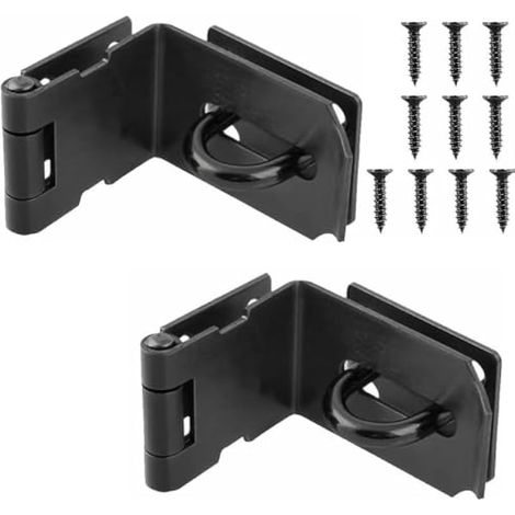 Verrou de porte à 90 degrés, loquet de sécurité d'angle droit en acier inoxydable de 10 cm (4 pouces) pour portes en bois, portes de chambre, fenêtres et coffres de rangement, noir (1/5)