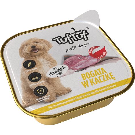 Comida húmeda para perros TufTuf, paté de pato, bandeja de 300 g. (1/2)