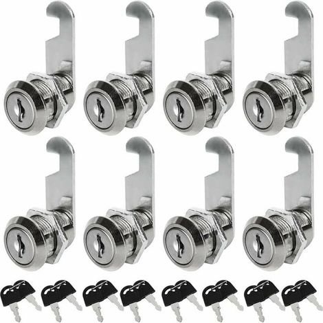 Lot de 8 Serrures Boîte aux Lettres Universelle, 16mm Serrure Armoire Metallique, Barillet Boite aux Lettres en Alliage de Zinc avec 16 Clés pour Tiroir, Armoire, Placard, Boîte aux Lettres (1/4)