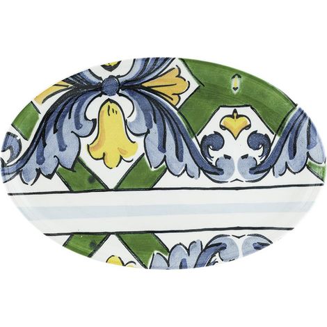 Piatto da portata ovale 40x25cm in ceramica sottosmalto Taormina (1/4)